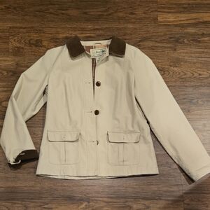 L.L. Bean Light Tan Jacket with Dark Brown Collar